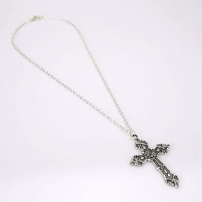 Ornate Gothic Cross Pendant Necklace Alternative Dark Fashion Statement Jewelry