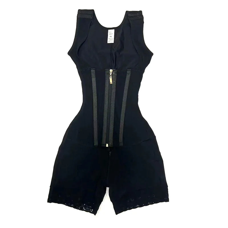 Structured Wide-Strap Shaping Bodysuit with Dual Front Closure
