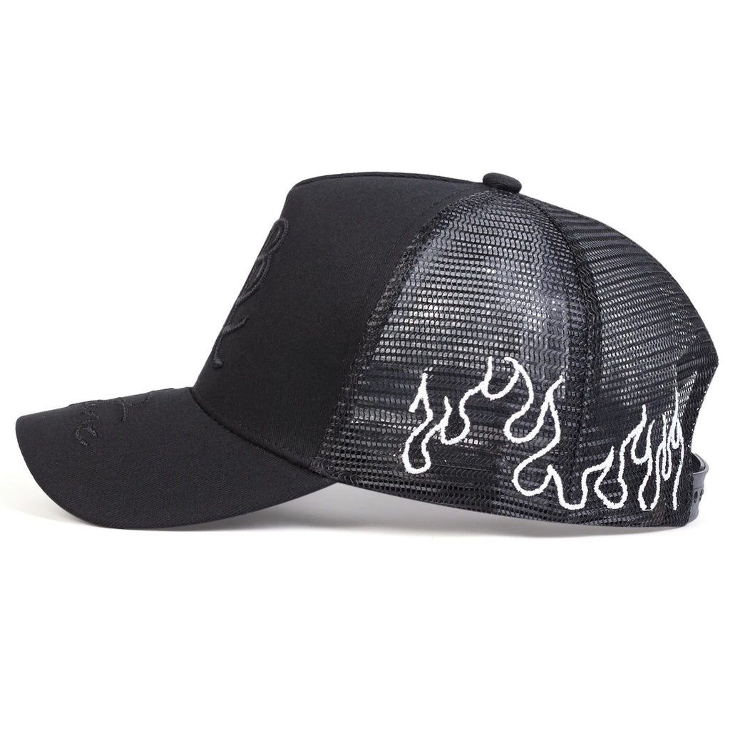 Embroidered Mesh Baseball Cap Adjustable Curved Brim Casual Streetwear Trucker Style Hat