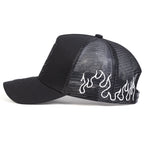 Embroidered Mesh Baseball Cap Adjustable Curved Brim Casual Streetwear Trucker Style Hat
