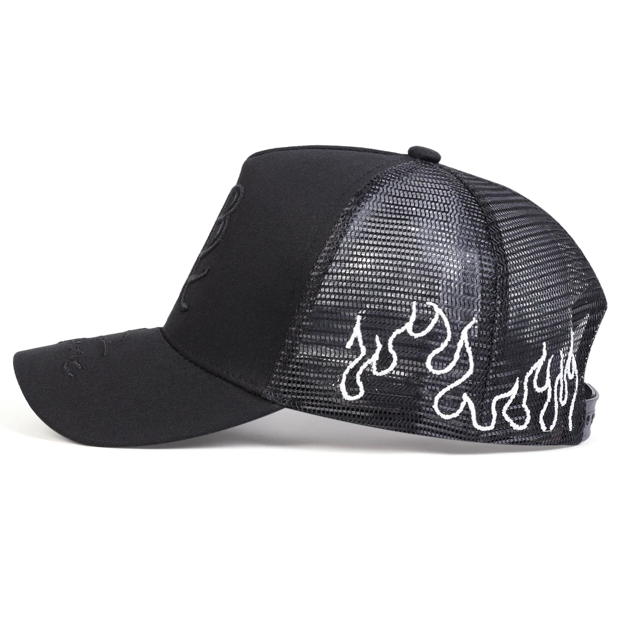 Embroidered Mesh Baseball Cap Adjustable Curved Brim Casual Streetwear Trucker Style Hat