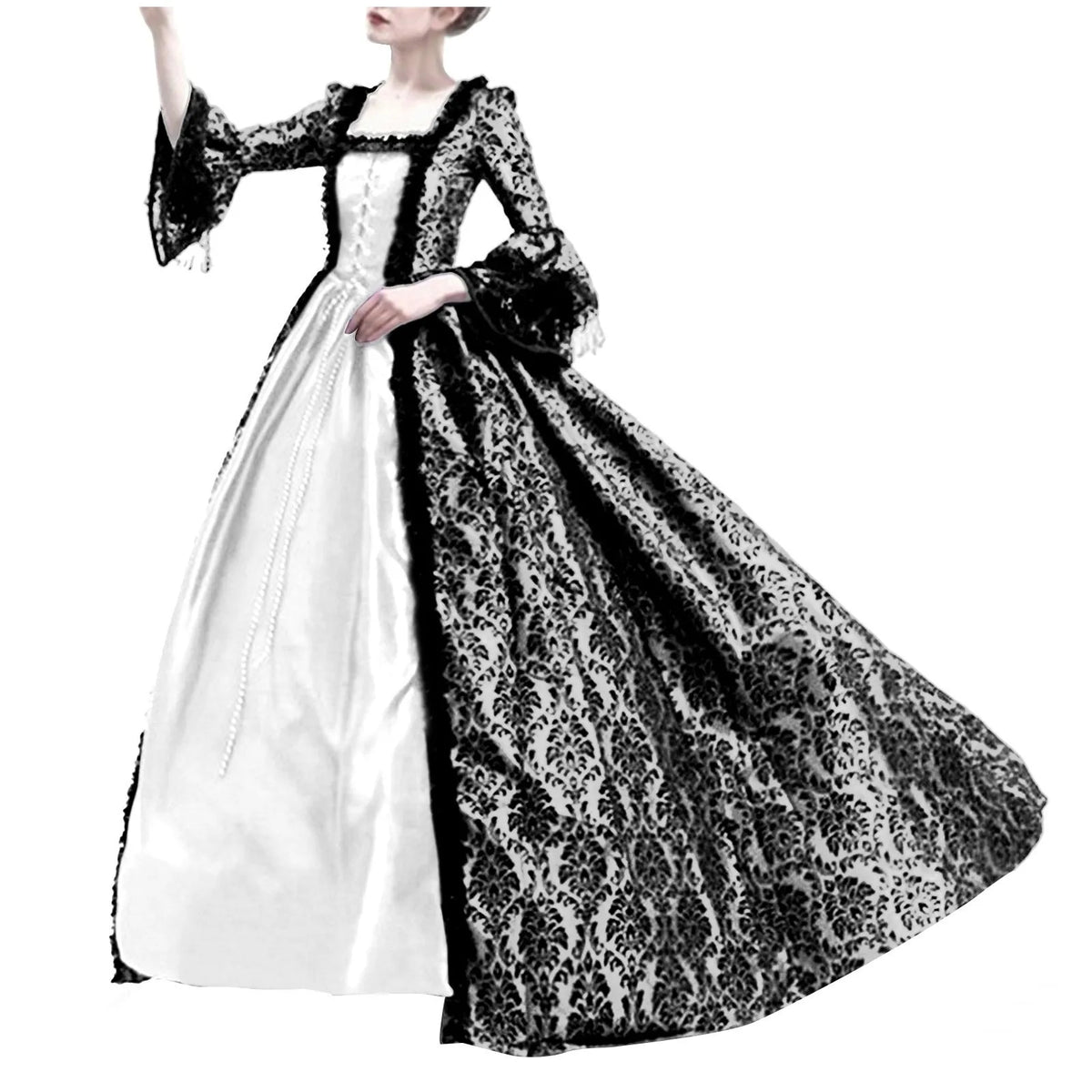 Elegant Victorian Gothic Lace Ball Gown with Vintage Alternative Fashion Style - BigCat Streetwear
