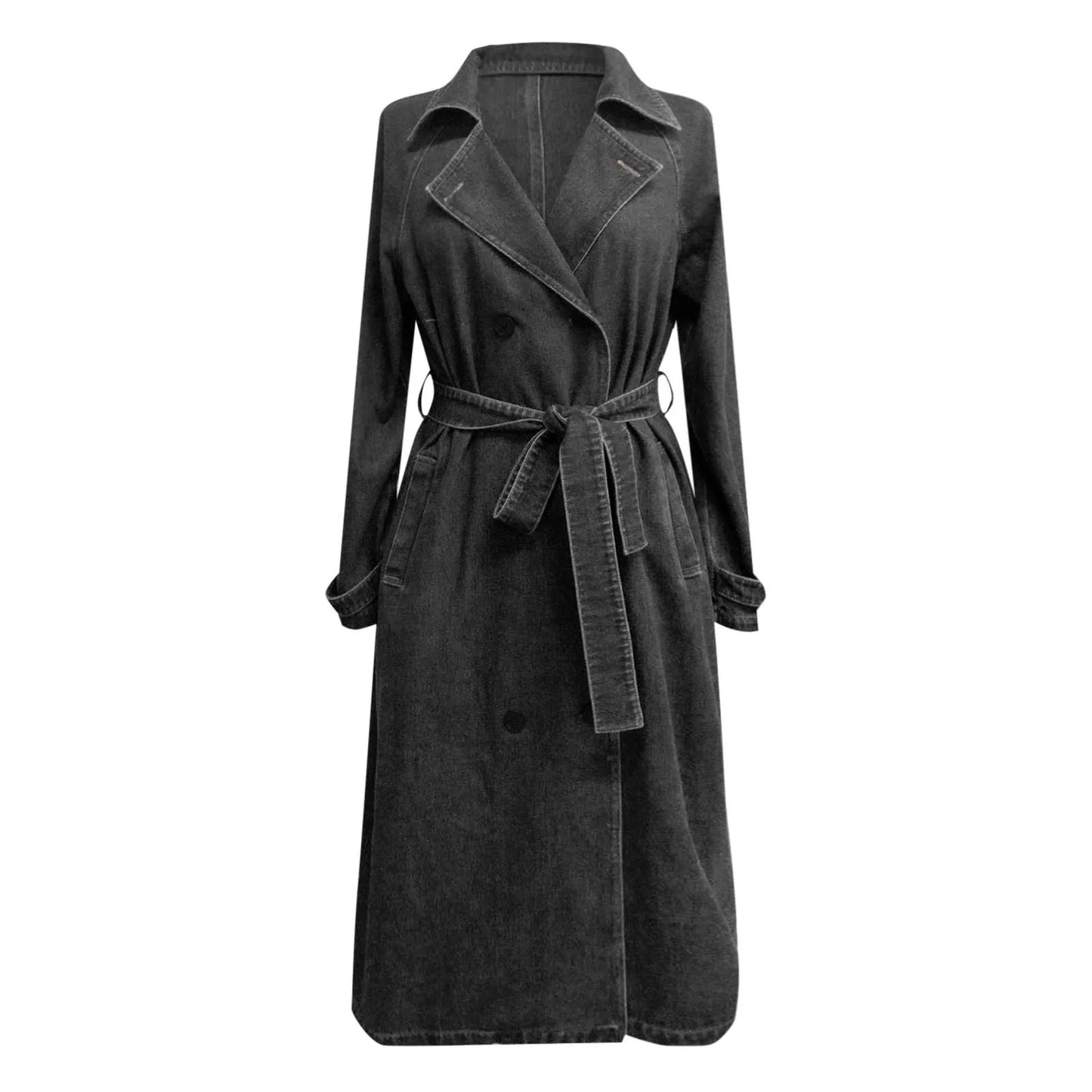 Women's Oversized Longline Denim Style Utility Coat with Relaxed Streetwear Layering Silhouette