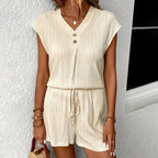 Women's Textured Crinkle Co-Ord Set Relaxed Casual Matching Summer Outfit