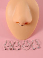 Minimalist Non Piercing Nose Cuff Set for Punk Alternative Fashion