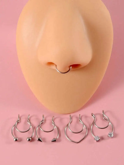 Minimalist Non Piercing Nose Cuff Set for Punk Alternative Fashion