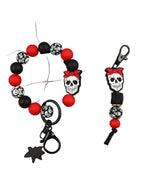 Skull Charm Beaded Keychain Bracelet Set for Gothic Alternative Styling