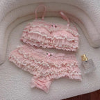 Playful Tiered Ruffle Wire-Free Bralette and Panty Set