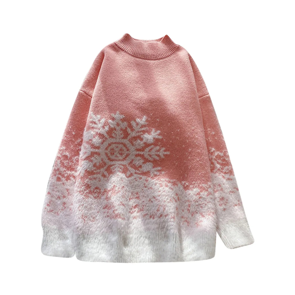 Women's Oversized Turtleneck Nordic Pattern Thick Knit Winter Sweater