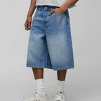 Men's Loose Knee Length Denim Style Shorts with Mid Rise Casual Everyday Comfort