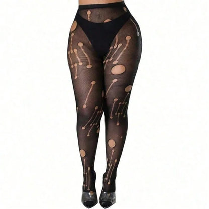 Geometric Pattern Fishnet Tights Alternative Fashion Statement Mesh Pantyhose