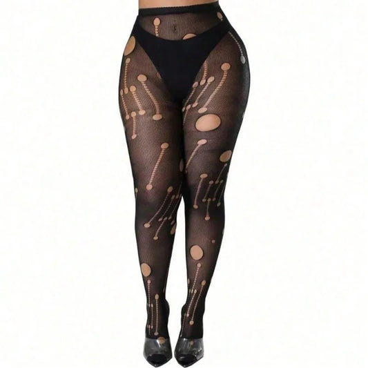 Geometric Pattern Fishnet Tights Alternative Fashion Statement Mesh Pantyhose