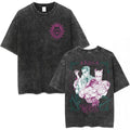 Anime Goth Vintage Washed Graphic Tee with Dark Manga Streetwear Artwork
