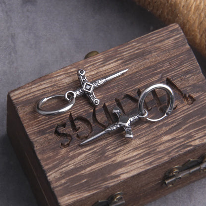 Sword Drop Hoop Earrings for Gothic Punk and Alternative Fashion