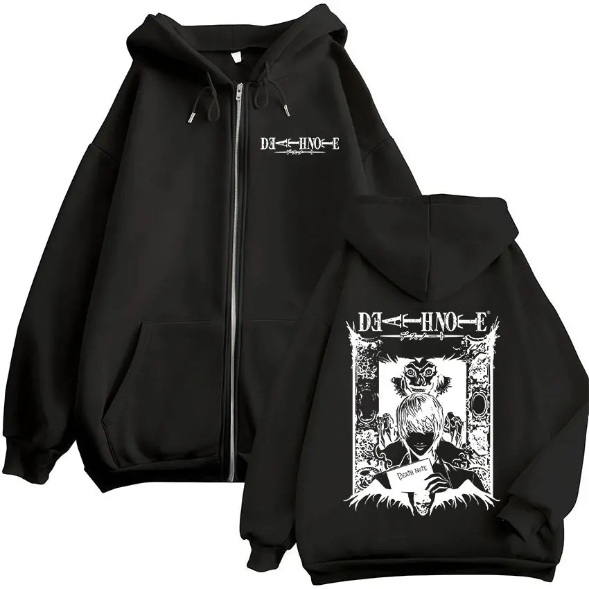 Anime Manga Zip Hoodie With Minimalist Graphic Streetwear Art Design