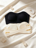 Two-Piece Seamless Strapless Bandeau Bra Set with Removable Padding
