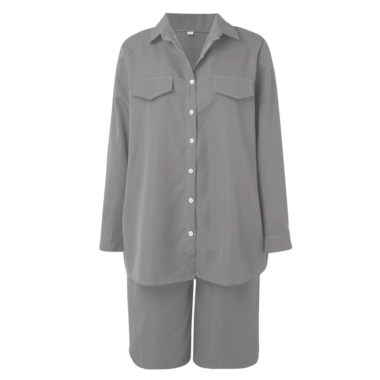 Women's Zip Front Cardigan and Shorts Co-Ord Set Relaxed Summer Outfit