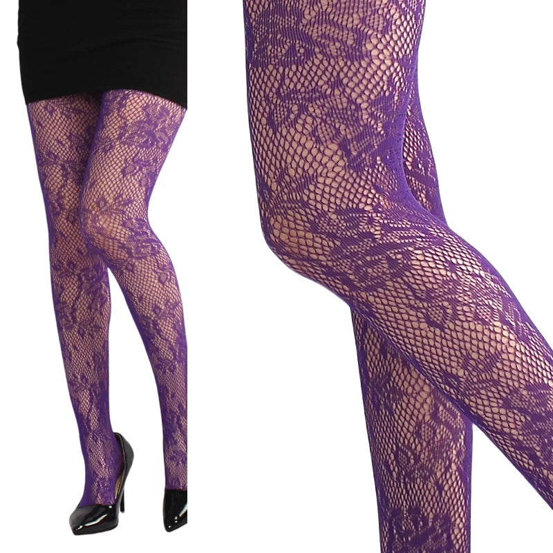 Branch Pattern Lace Fishnet Tights Nature Inspired Alternative Fashion Hosiery
