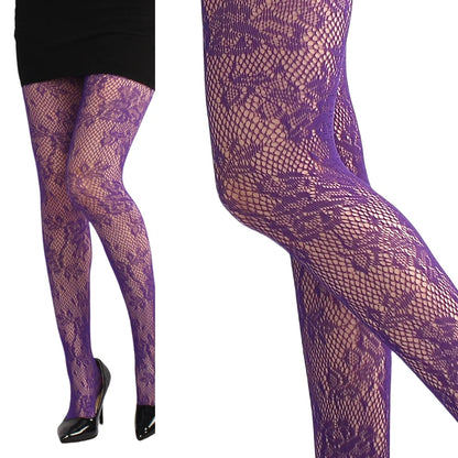 Branch Pattern Lace Fishnet Tights Nature Inspired Alternative Fashion Hosiery