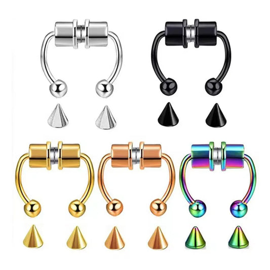 Magnetic Horseshoe Nose Ring for Alternative Punk and Gothic Styling