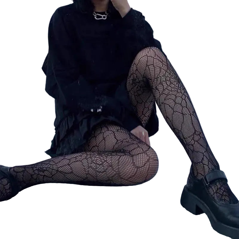 Spider Web Pattern Fishnet Tights Gothic Alternative Fashion Mesh Hosiery