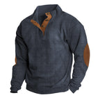 Men's Stand Collar Button Detail Relaxed Knit Streetwear Sweater Pullover