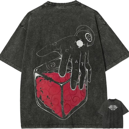 Abstract Manga Art Oversized Vintage Washed Streetwear Graphic T-Shirt