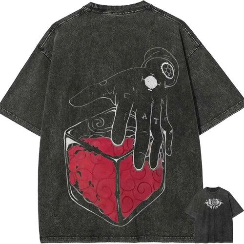 Abstract Manga Art Oversized Vintage Washed Streetwear Graphic T-Shirt