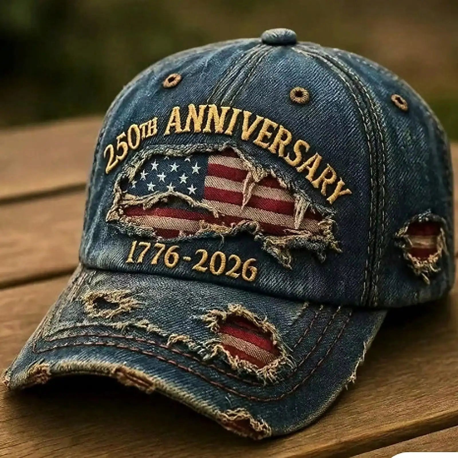 Distressed Denim Baseball Cap Commemorative Embroidered Casual Vintage Outdoor Fashion Hat
