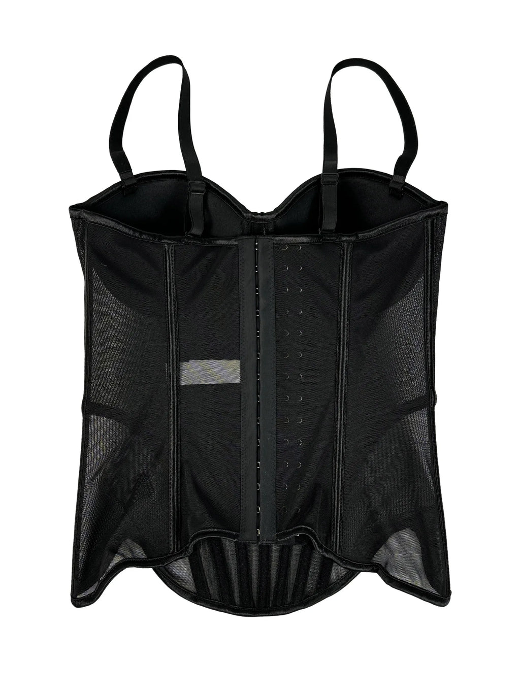Structured Black Sweetheart Corset Top with Spaghetti Straps
