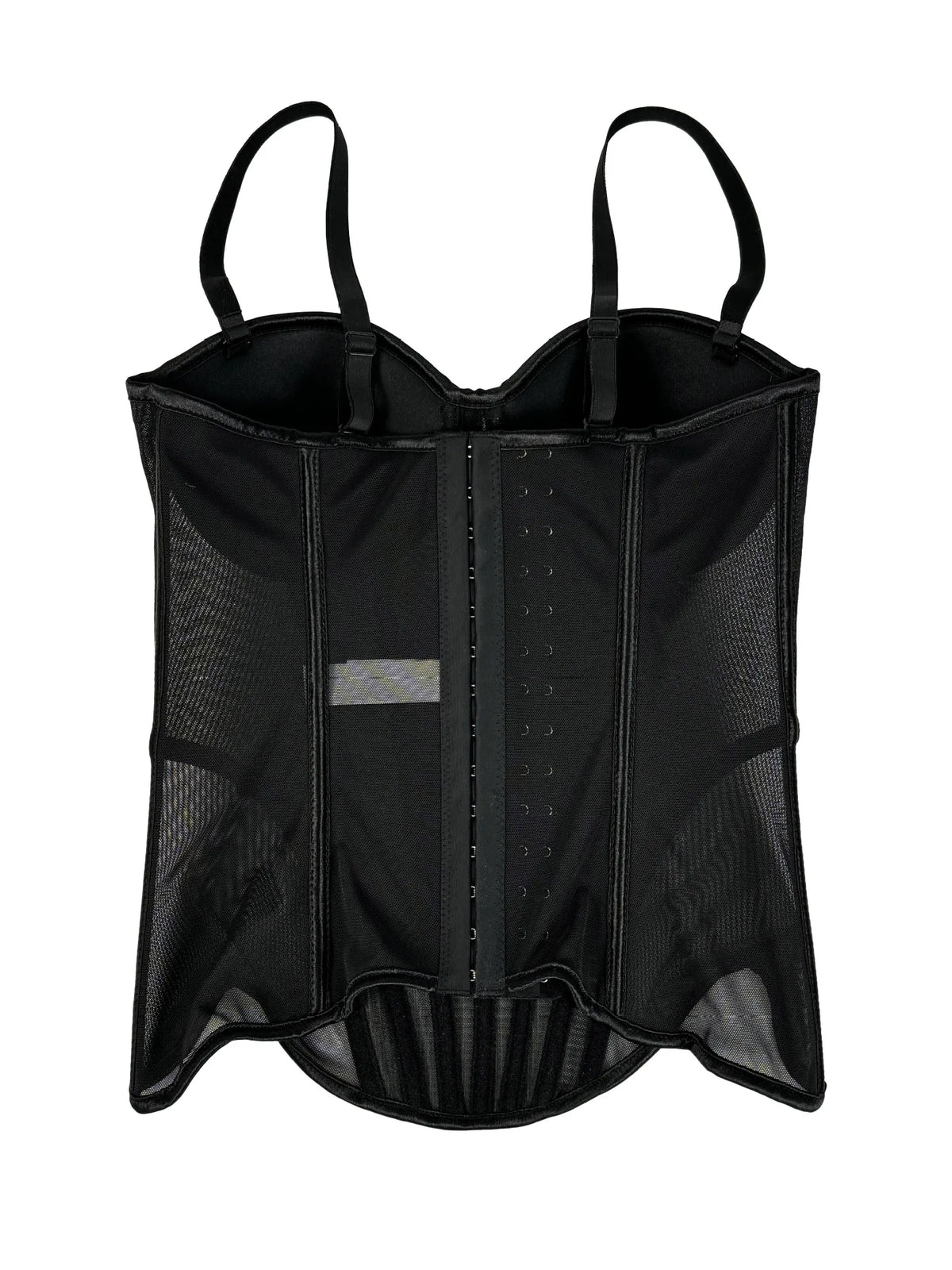 Structured Black Sweetheart Corset Top with Spaghetti Straps