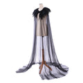 Unisex Gothic Feather Cape with Sheer Mesh Overlay and Dramatic Festival Styling