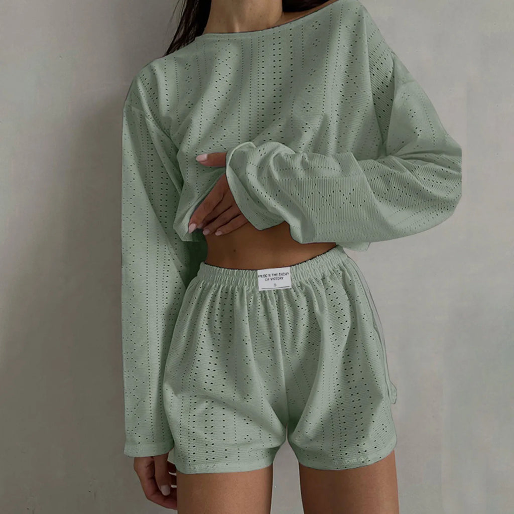 Women's Oversized Sweatshirt and Shorts Co-Ord Set Casual Lounge Outfit
