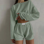 Women's Oversized Sweatshirt and Shorts Co-Ord Set Casual Lounge Outfit