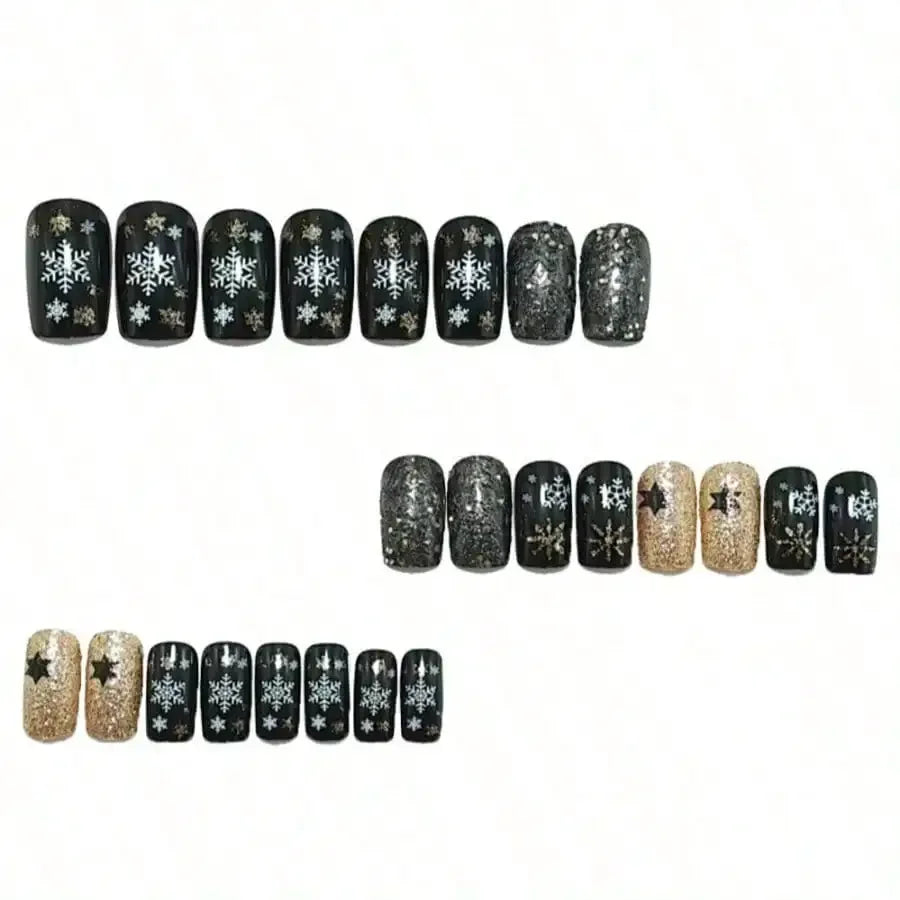 Celestial Snowflake Press On Nails with Gothic Alternative Fashion Details