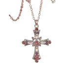 Crystal Cross Pendant Necklace for Gothic Y2K and Dark Feminine Fashion