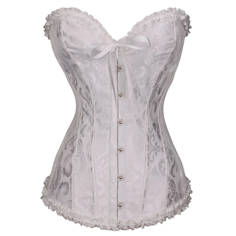 Floral Lace Overbust Corset with Structured Boning and Vintage-Inspired Styling