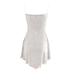 Sparkle Embellished Sleeveless Mini Dress With Flared Skater Inspired Silhouette