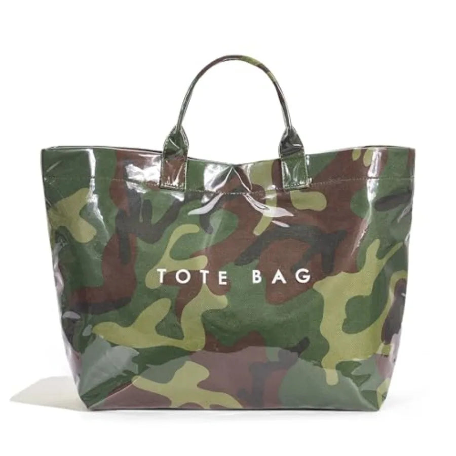 Oversized Waterproof Tote Bag with Animal Inspired Pattern Beach Carryall