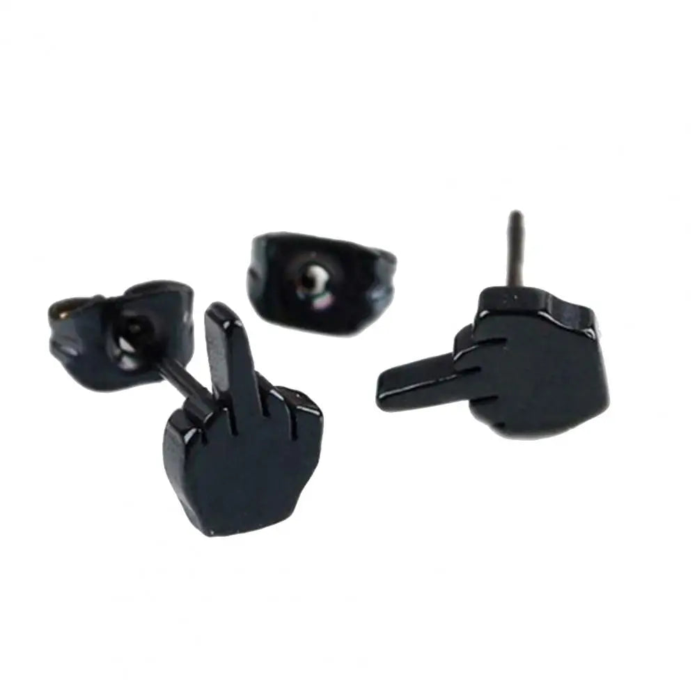 Rebellious Gesture Stud Earrings With Bold Alternative Streetwear Fashion Appeal