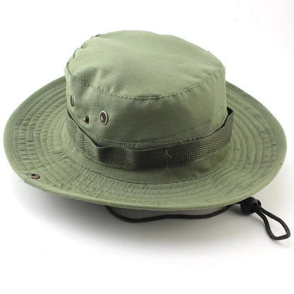 Unisex Outdoor Boonie Bucket Hat with Adjustable Chin Cord for Hiking Fishing and Camping