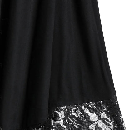 Strappy Gothic Lace Hem Maxi Dress With Alternative Dark Romantic Aesthetic