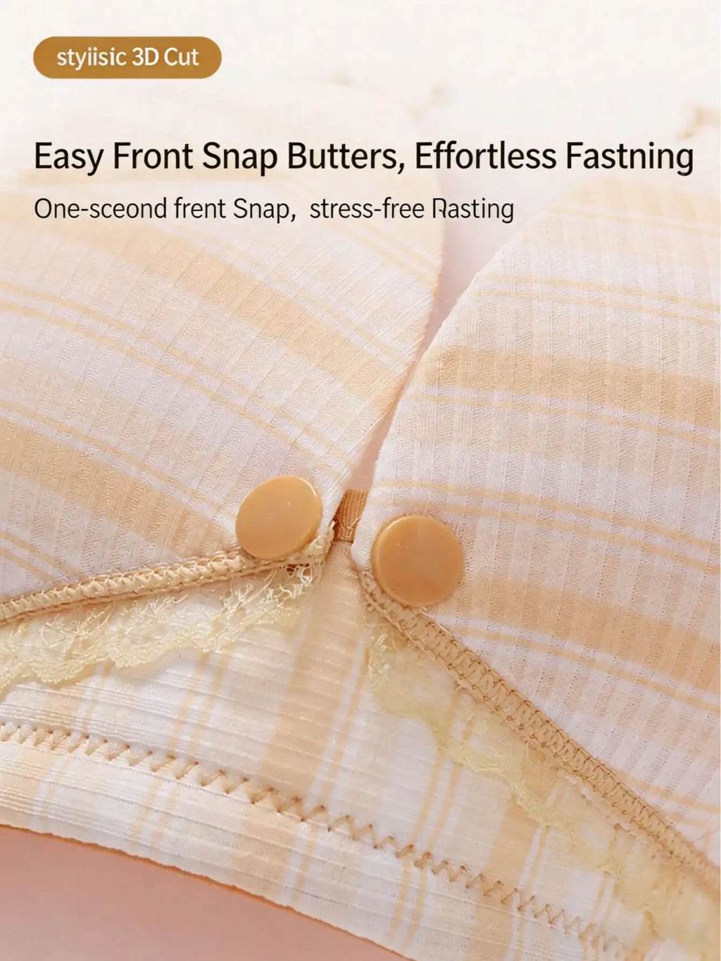 Three-Piece Striped Wire-Free Maternity and Nursing Bra Set