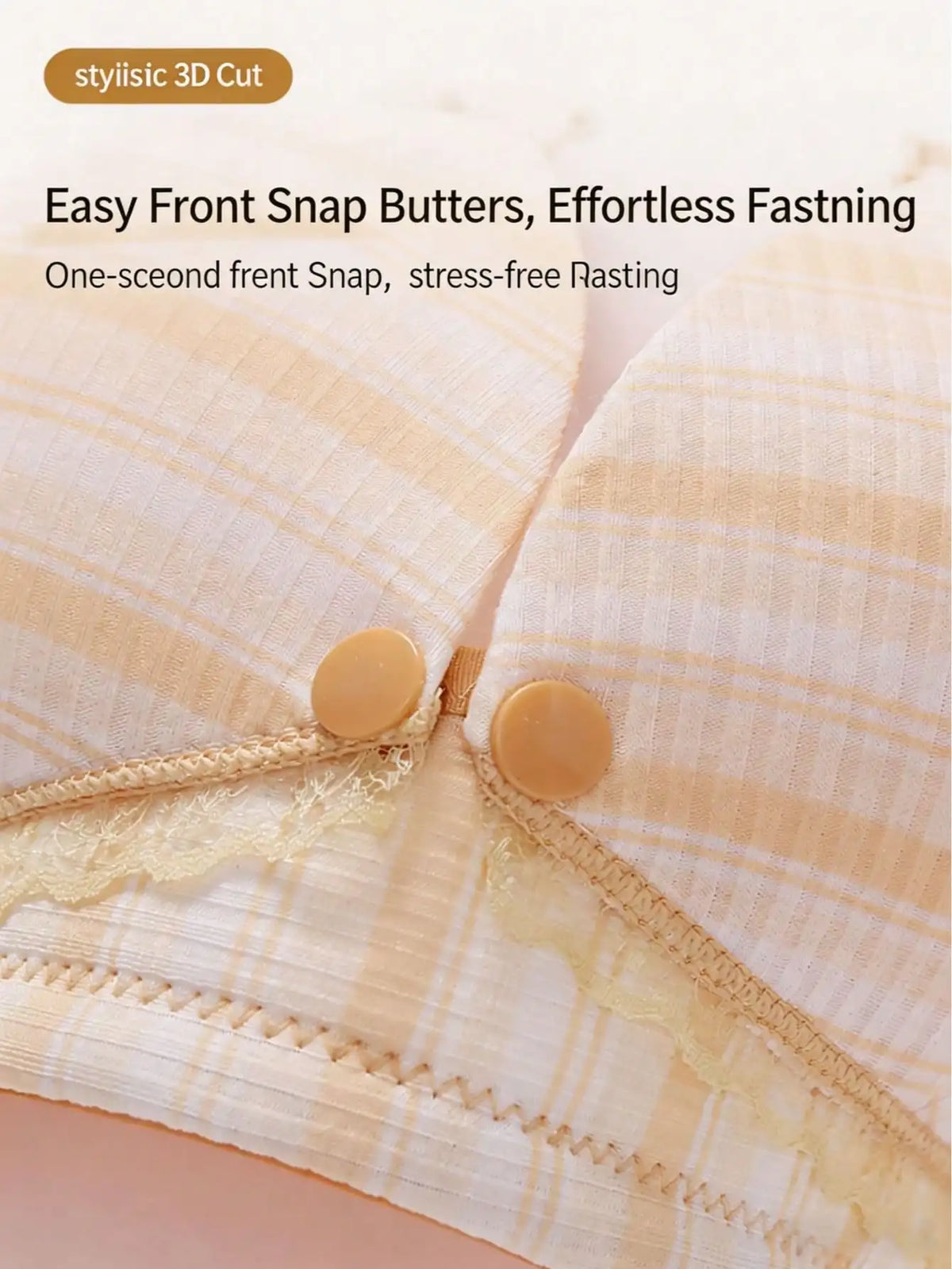 Three-Piece Striped Wire-Free Maternity and Nursing Bra Set