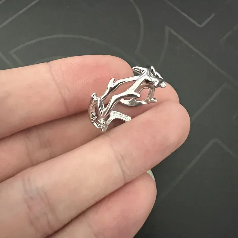 Thorn Wrapped Open Ring for Gothic Punk and Dark Romantic Fashion