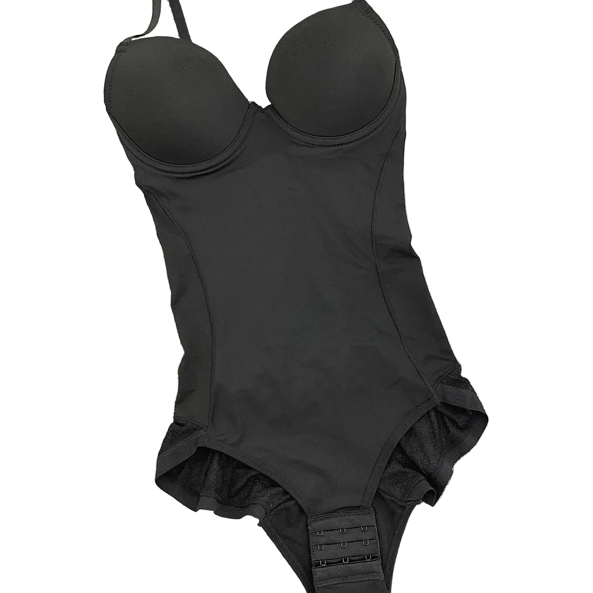 V-Neck Seamless-Looking Bodysuit with Built-In Molded Cups and Adjustable Straps