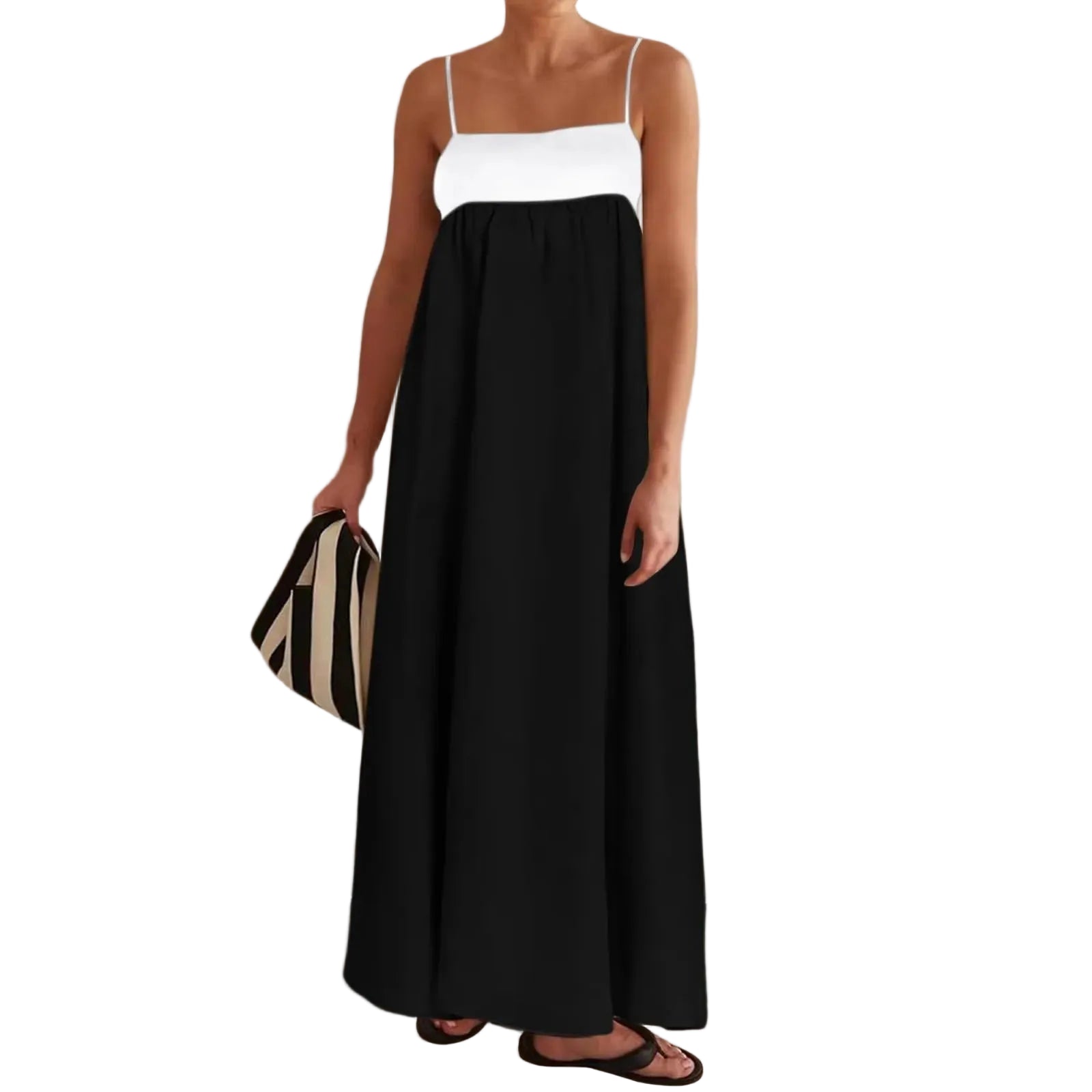 Strapless Patchwork Maxi Dress with Relaxed Contemporary Flowing Shape