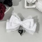 Gothic Lace Ribbon Bow Hair Clip Dark Romantic Statement Accessory