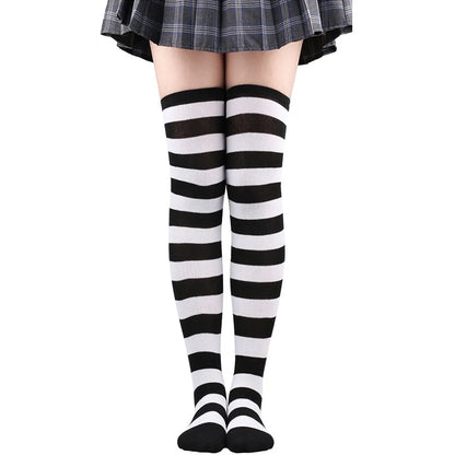 Striped Over-the-Knee Socks with Stretch Knit Design for Everyday Streetwear and Y2K Styling