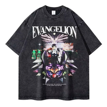 Vintage Anime-Inspired Mecha Graphic Oversized Japanese Streetwear Cotton T-Shirt